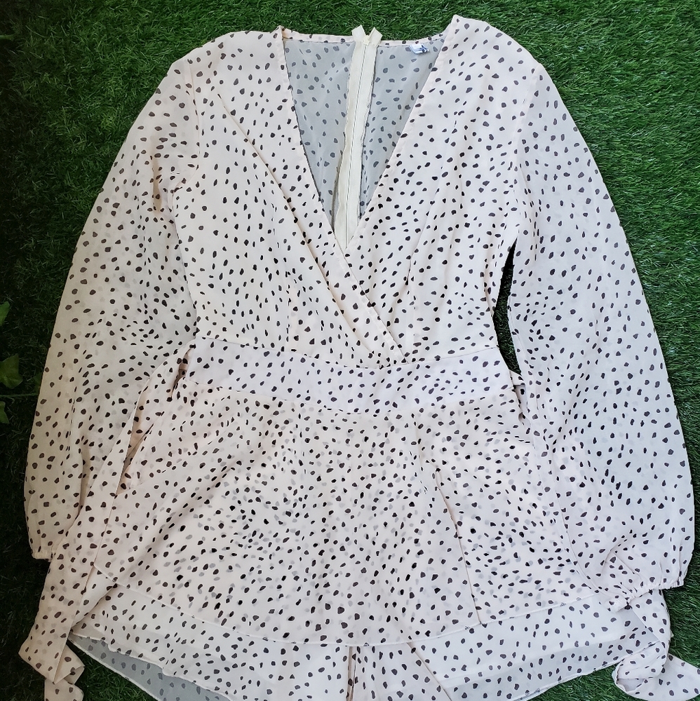 Plunging Neck Chiffon Romper